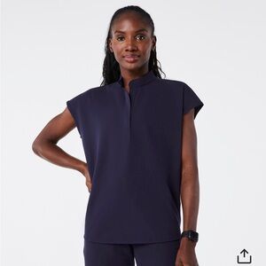 FIGS Navy Rafaela Oversized Scrub Top